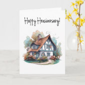 Charmant Cottage Home Jubileum Kaart (Gele Bloem)