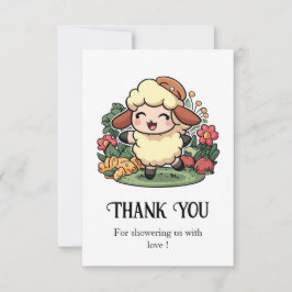 Charmant Cottagecore Sheep Baby shower Bedankkaart