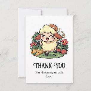 Charmant Cottagecore Sheep Baby shower Bedankkaart
