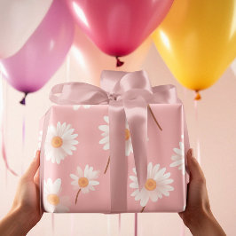 Charmant Daisy Kinder kamer patroon | Zacht roze Cadeaupapier