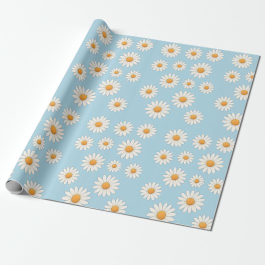Charmant Daisy Pattern – Bloemencadeau Cadeaupapier (Uitgerold)