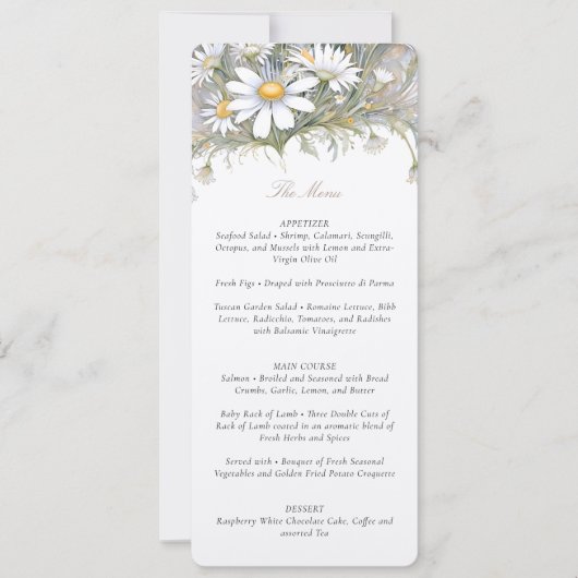 Charmant Daisy Wedding Menu Delicate Pastel Kaart (Voorkant)