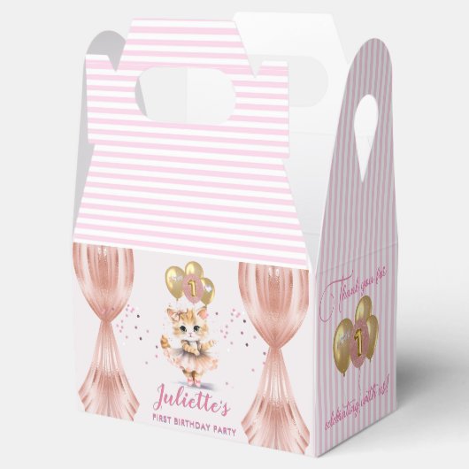 Charmant Dancing Kitten Foto Eerste Verjaardag Mei Bedankdoosjes (Geopend)