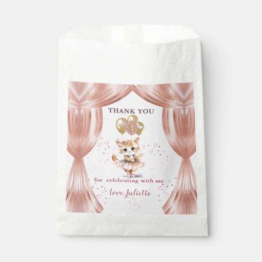 Charmant Dancing Kitten Foto Eerste Verjaardag Mei Bedankzakje (Voorkant)