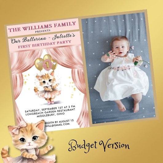 Charmant Dancing Kitten Foto Eerste Verjaardag Mei Spandoek