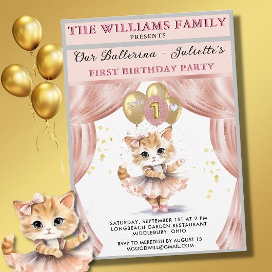 Charmant Dancing Kitten Foto Eerste Verjaardag Mei Spandoek