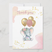 Charmant dank u roze bloemenolifant Kaart (Voorkant)