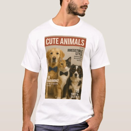Charmant Dierentrio – Stijlvolle Dieren met Person T-shirt (Voorkant)
