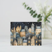 Charmant dorpje Blank Winter Wenskaart Briefkaart (Staand voorkant)