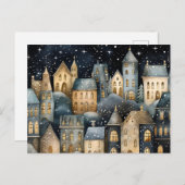 Charmant dorpje Blank Winter Wenskaart Briefkaart (Voorkant / Achterkant)