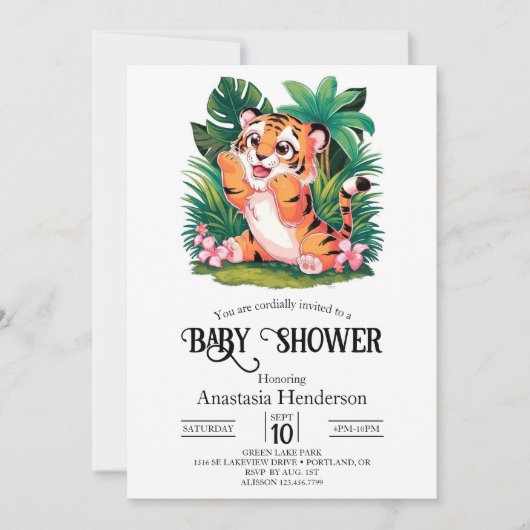 Charmant Dreamy Tiger digitaal Baby shower Kaart (Voorkant)