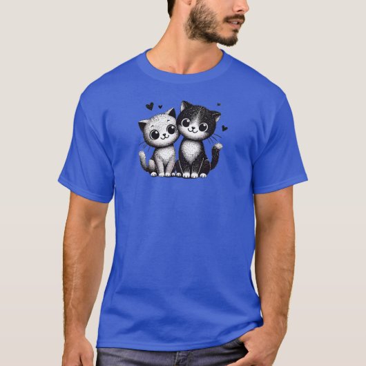 Charmant Duo Cat Design - Liefde in elke miauw! T-shirt (Voorkant)