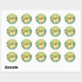Charmant eendje in rustig water ronde sticker (Vel)