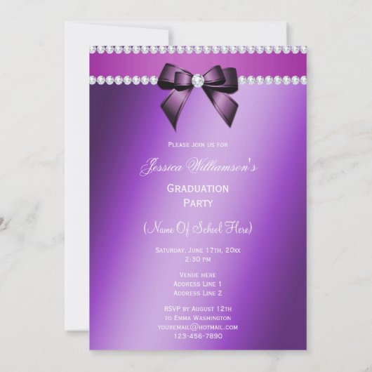 Charmant Elegant Paarse Graduation Party Kaart (Achterkant)