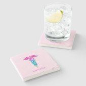 Charmant en kleurrijk medisch Logo-ontwerp Stenen Onderzetter (Zijkant)