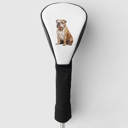Charmant Engels Bulldog Portrait - Schattig Canin Golfheadcover (Voorkant)