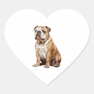 Charmant Engels Bulldog Portrait - Schattig Canin Hart Sticker