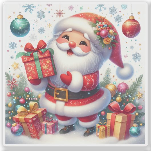 Charmant feestelijk rood Kerst sticker met de Kers (Voorkant)