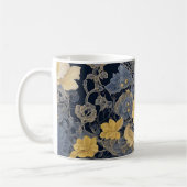 Charmant Floral Lace-Effect in geel en blauw Koffiemok (Links)