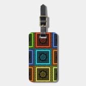 Charmant geruite veelkleurige patroonkunst ontwerp bagagelabel (Voorkant verticaal)