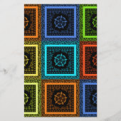 Charmant geruite veelkleurige patroonkunst ontwerp briefpapier (Voorkant)