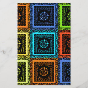 Charmant geruite veelkleurige patroonkunst ontwerp briefpapier