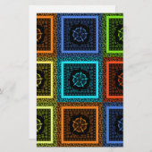 Charmant geruite veelkleurige patroonkunst ontwerp briefpapier (Voorkant / Achterkant)