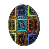 Charmant geruite veelkleurige patroonkunst ontwerp dartbord (Voorkant Rechts)