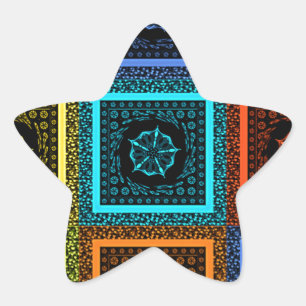 Charmant geruite veelkleurige patroonkunst ontwerp ster sticker