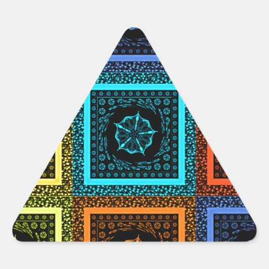 Charmant geruite veelkleurige patroonkunst ontwerp sticker (Voorkant)