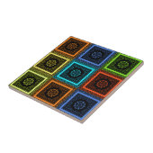 Charmant geruite veelkleurige patroonkunst ontwerp tegeltje (Zijkant)