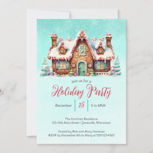 Charmant Gingerbread House Holiday Party Feestdagenkaart (Voorkant)