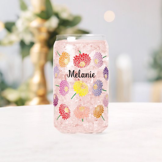 Charmant glas op maat met Zinnia bloemenprint (Insitu (Huwelijk))