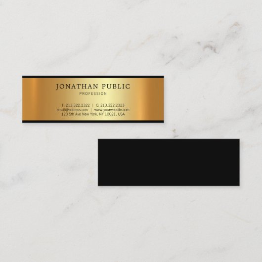 charmant Golden Design Modern Glamoureus Plain Mini Visitekaartje (Voorkant / Achterkant)