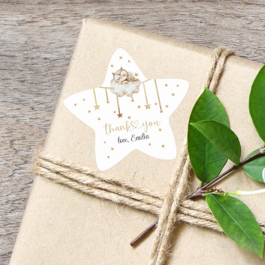 Charmant Golden Star Shaped Owl Baby shower Ster Sticker
