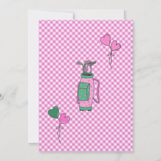 Charmant Golf Roze Meisje 1e Verjaardag Par-T-shir Kaart (Achterkant)