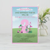 Charmant Golf Roze Meisje 2e Verjaardag Par-T-shir Kaart (Staand voorkant)