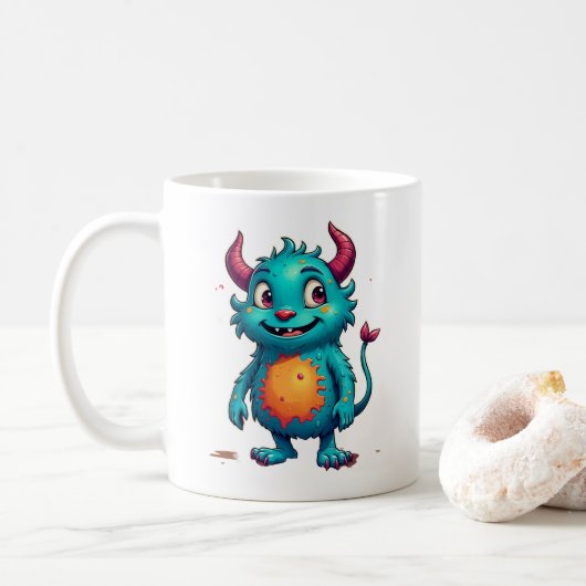 Charmant grillig monster koffiemok (Met donut)