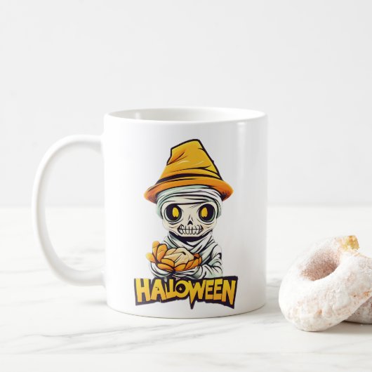 Charmant Halloween Mummy Design Schattige en Spook Koffiemok (Met donut)