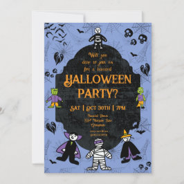 Charmant Halloween-personagesfeest Kaart