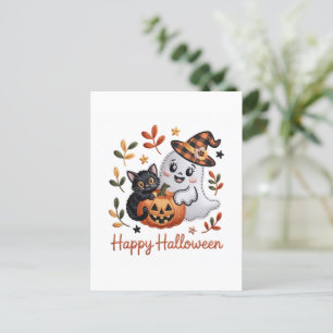 Charmant Halloween Wenskaart – handgetekende EMBR Briefkaart
