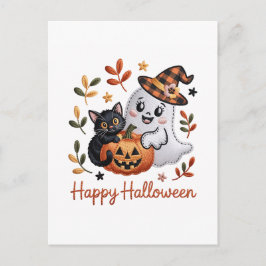 Charmant Halloween Wenskaart – handgetekende EMBR Briefkaart