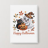 Charmant Halloween Wenskaart – handgetekende EMBR Button (Voorkant)