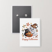 Charmant Halloween Wenskaart – handgetekende EMBR Button (Voorkant / Achterkant)