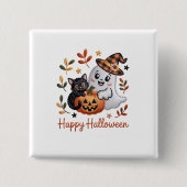 Charmant Halloween Wenskaart – handgetekende EMBR Vierkante Button 5,1 Cm (Voorkant)