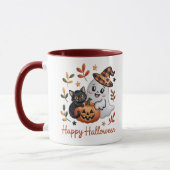 Charmant Halloween Wenskaart - Handgetekende Mok (Links)