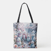 Charmant Happy Snowman Familie Winter Tas (Achterkant)