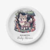 Charmant Happy Wolf Baby shower Papieren Bordje (Voorkant)