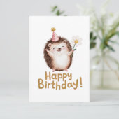 Charmant Hedgehog Verjaardag Ontwerp met Party Pet Bedankkaart (Staand voorkant)