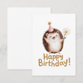 Charmant Hedgehog Verjaardag Ontwerp met Party Pet Bedankkaart (Voorkant / Achterkant)